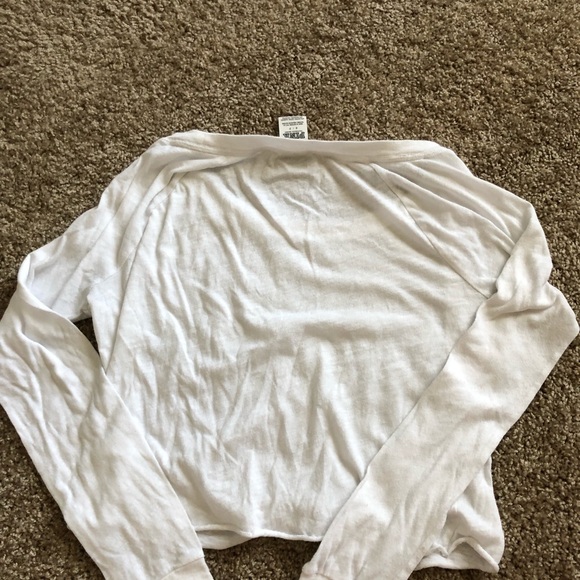 PINK White Long Sleeve Crop Shirt- Size S - Picture 3 of 5